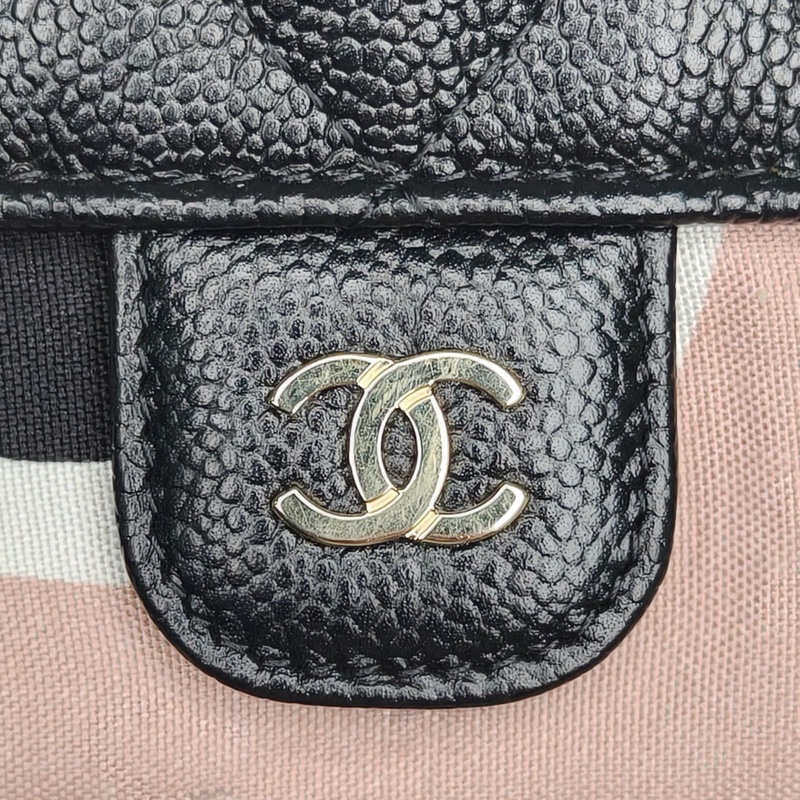 CHANEL 21K折疊收納環保購物包WOC拼色31開金扣肩背包-4
