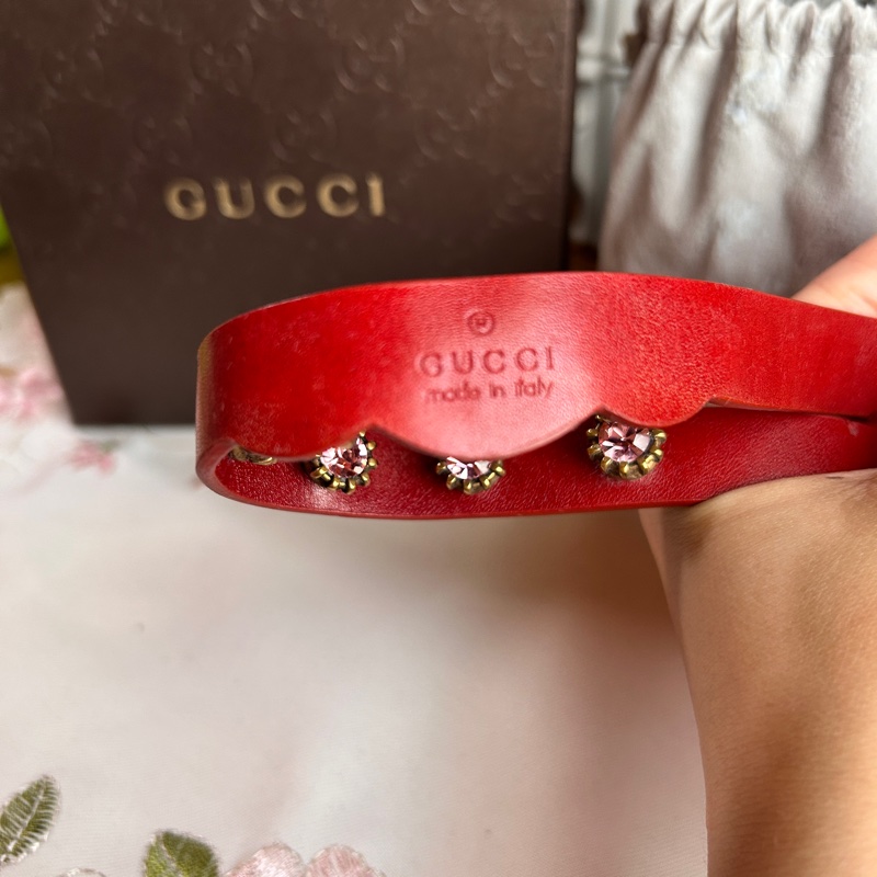 Gucci 限量款老虎頭粉鑽手鍊 - 二手美品-2