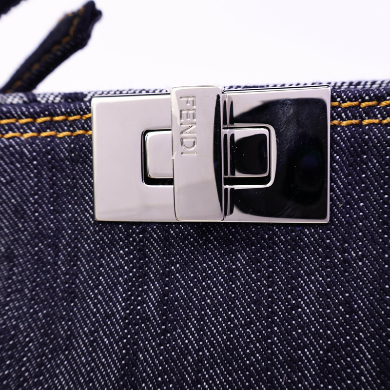 FENDI 牛仔布Peekaboo ISeeU Small手挽肩背兩用袋-6