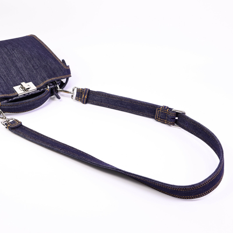 FENDI 牛仔布Peekaboo ISeeU Small手挽肩背兩用袋-7