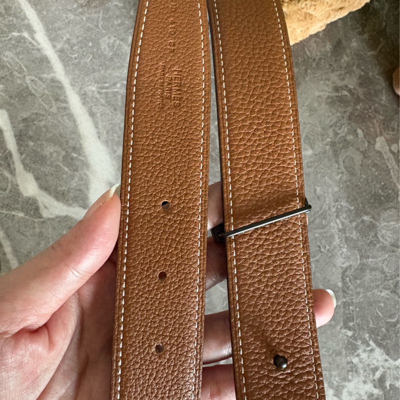 (9.5成新)Hermes 愛馬仕豬鼻子雙面皮帶-4