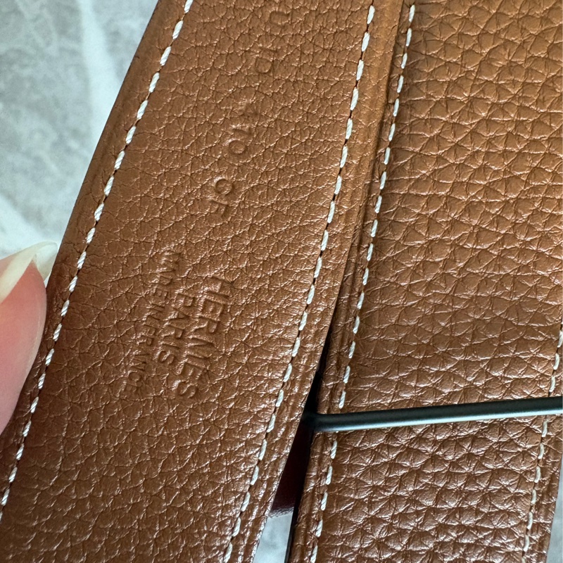 (9.5成新)Hermes 愛馬仕豬鼻子雙面皮帶-5