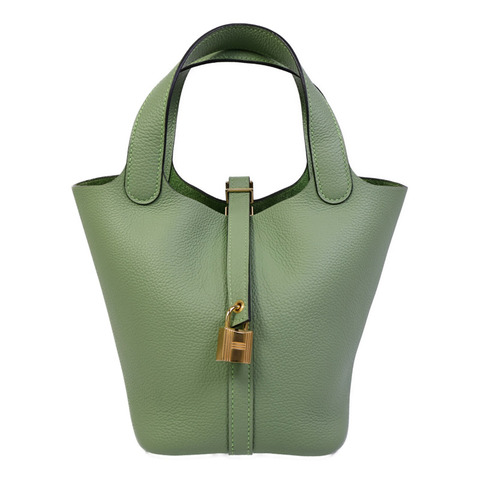 HERMES Maurice皮革Picotin PM手挽袋Vert Criquet