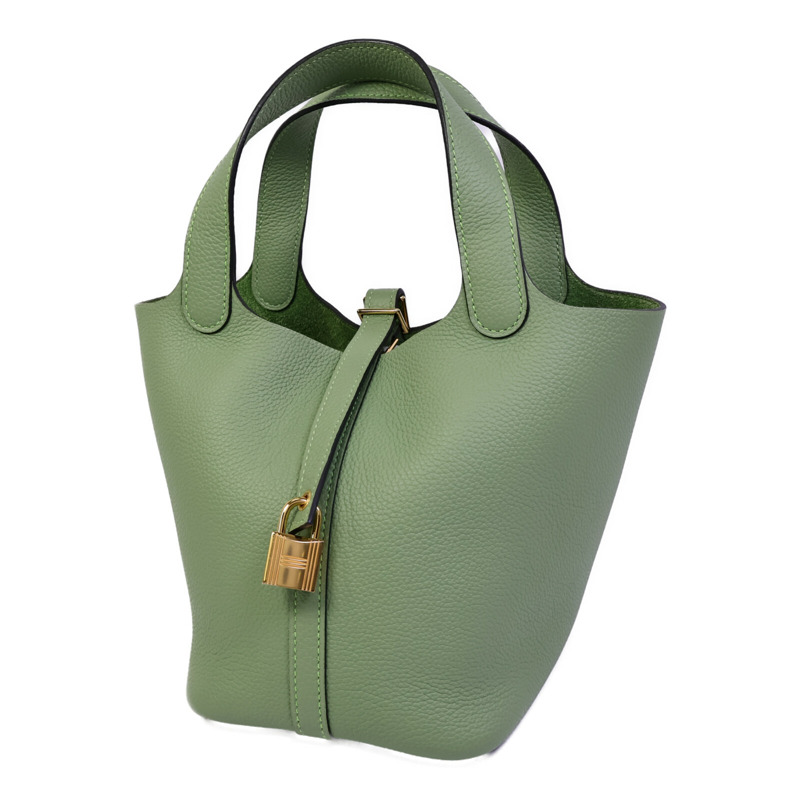 HERMES Maurice皮革Picotin PM手挽袋Vert Criquet-2