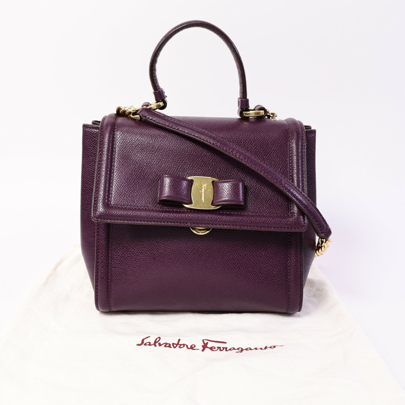 Salvatore Ferragamo 牛皮皮革Vara Ribbon手挽肩背兩用袋-9