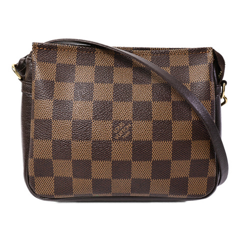 LOUIS VUITTON Damier Trousse Makeup Accessory Pouch金扣手挽袋棕色