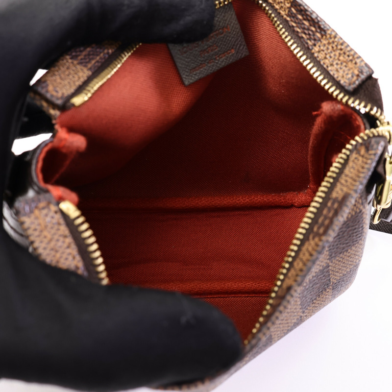 LOUIS VUITTON Damier Trousse Makeup Accessory Pouch金扣手挽袋棕色-4
