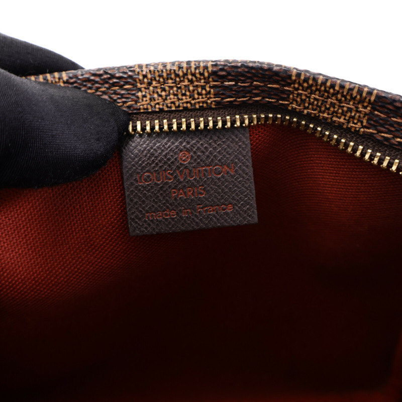 LOUIS VUITTON Damier Trousse Makeup Accessory Pouch金扣手挽袋棕色-5