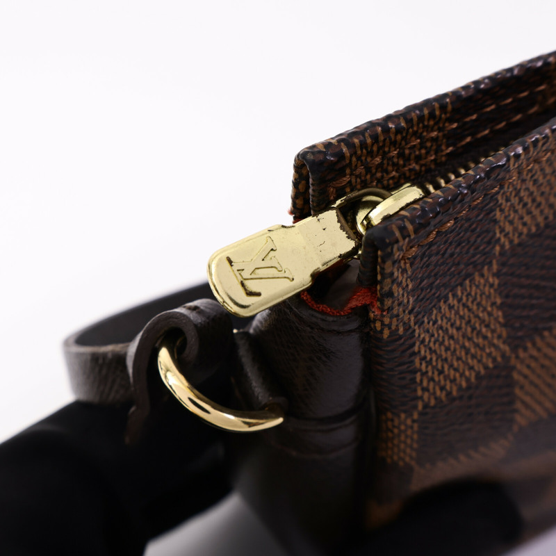 LOUIS VUITTON Damier Trousse Makeup Accessory Pouch金扣手挽袋棕色-6