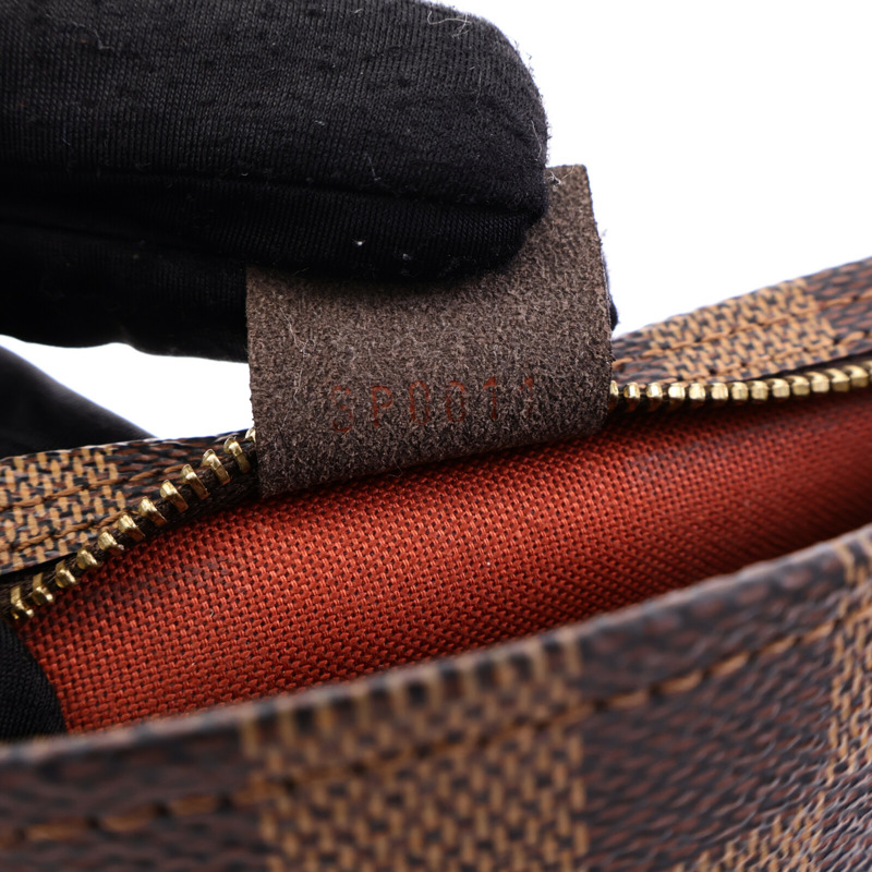 LOUIS VUITTON Damier Trousse Makeup Accessory Pouch金扣手挽袋棕色-7