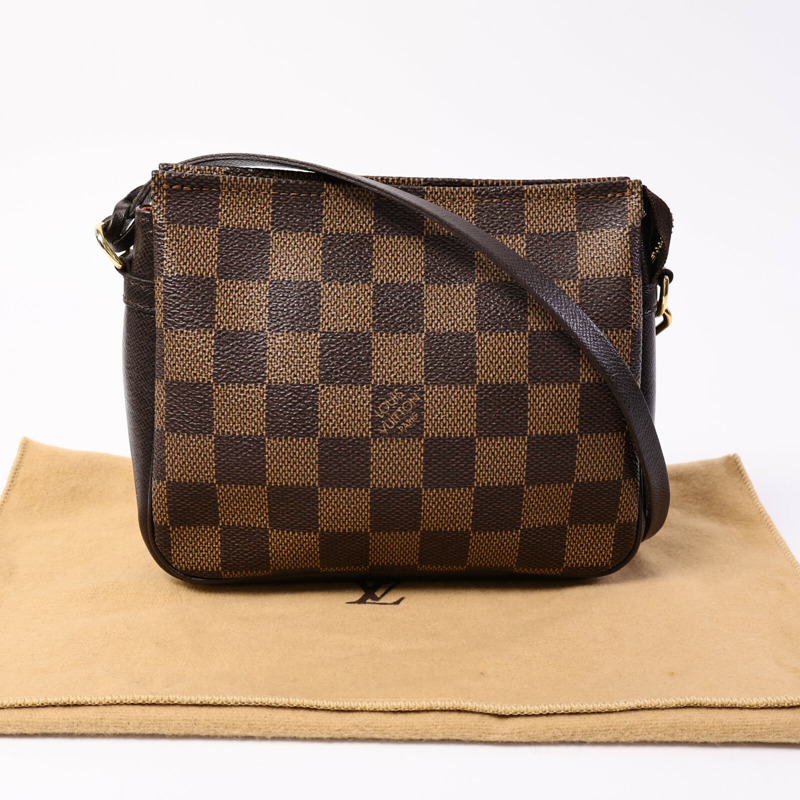 LOUIS VUITTON Damier Trousse Makeup Accessory Pouch金扣手挽袋棕色-9