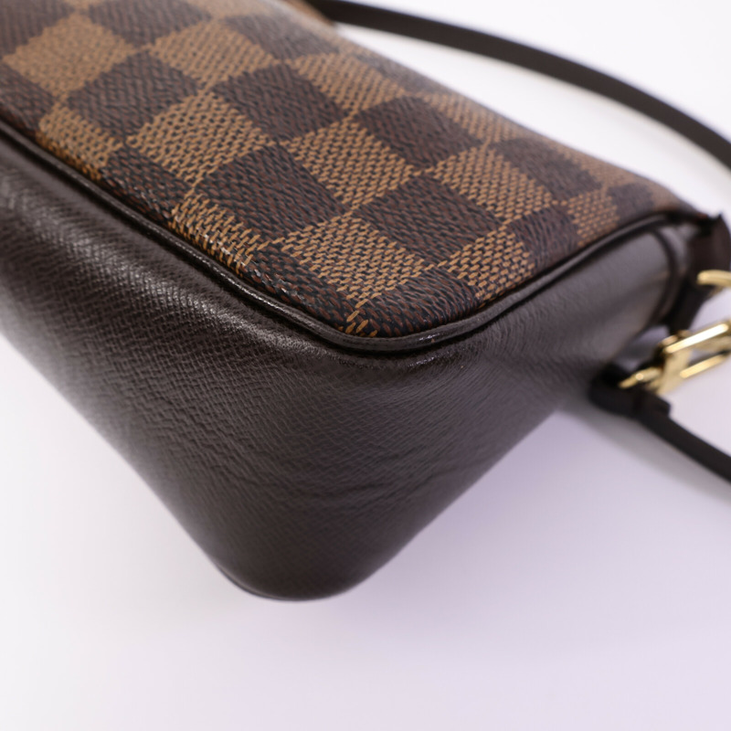 LOUIS VUITTON Damier Trousse Makeup Accessory Pouch金扣手挽袋棕色-10
