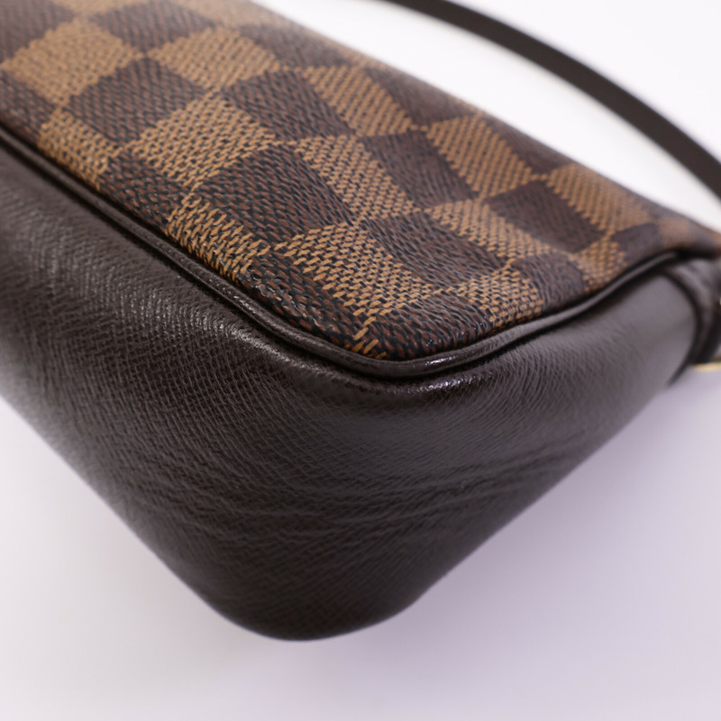 LOUIS VUITTON Damier Trousse Makeup Accessory Pouch金扣手挽袋棕色-12