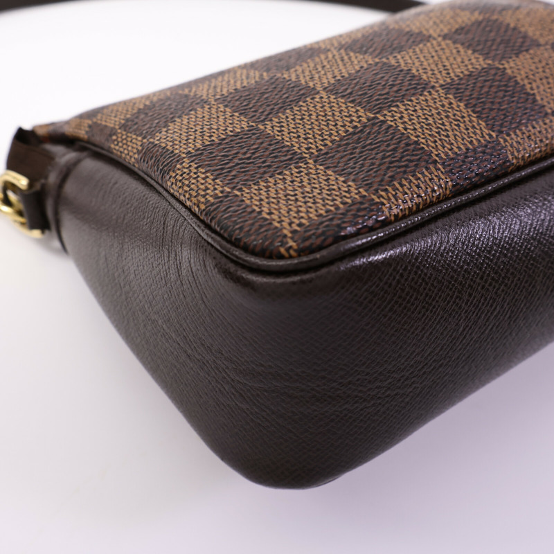 LOUIS VUITTON Damier Trousse Makeup Accessory Pouch金扣手挽袋棕色-13