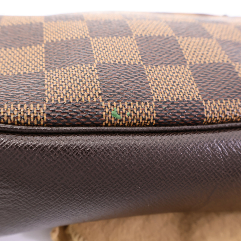 LOUIS VUITTON Damier Trousse Makeup Accessory Pouch金扣手挽袋棕色-14