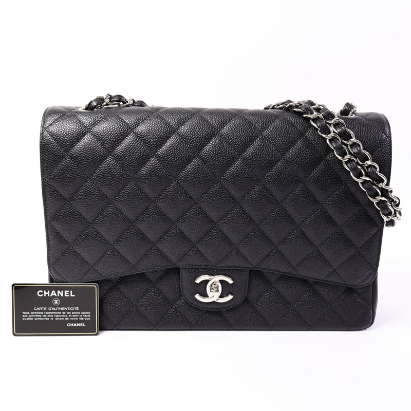 CHANEL 牛皮皮革Maxi Classic鏈帶肩背袋-9