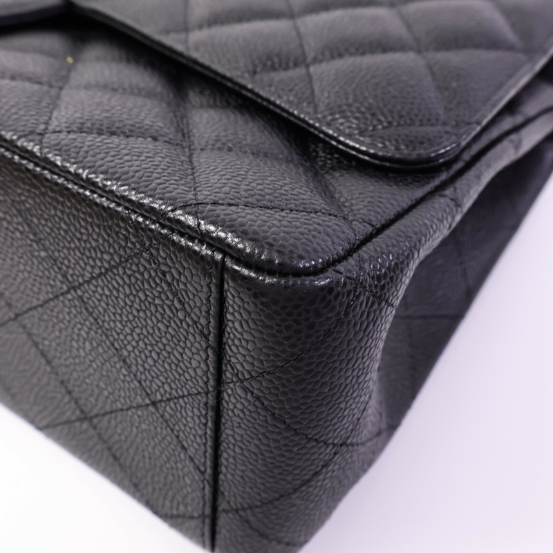CHANEL 牛皮皮革Maxi Classic鏈帶肩背袋-10