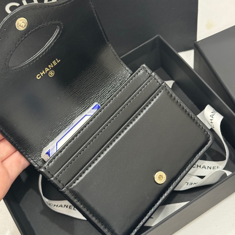 Chanel 黑金双C卡包-6