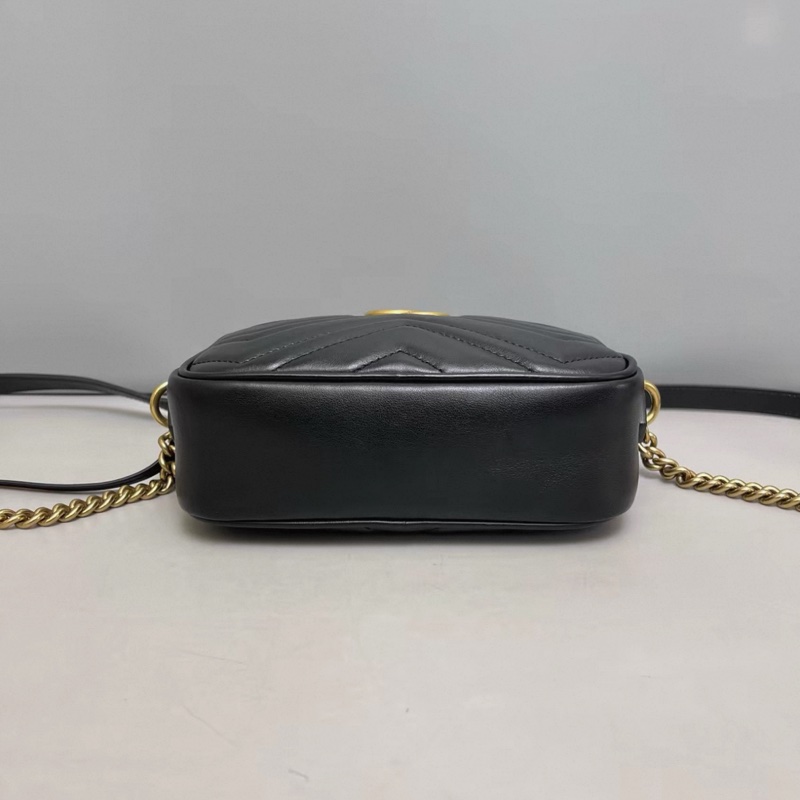 Gucci古馳Marmont小號黑金全皮相機包-3