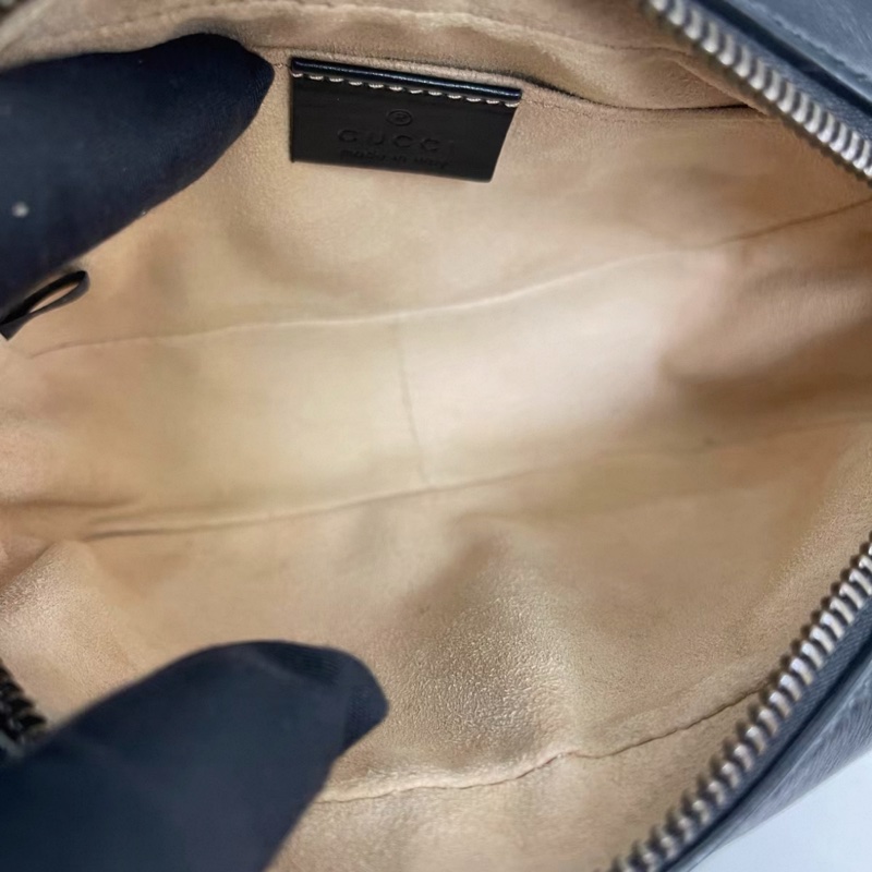 Gucci古馳Marmont小號黑金全皮相機包-7