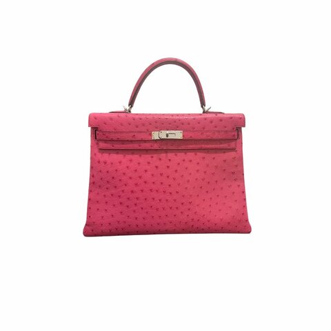 【美收精品】HERMES Kelly35 鴕鳥皮手提包 5-454