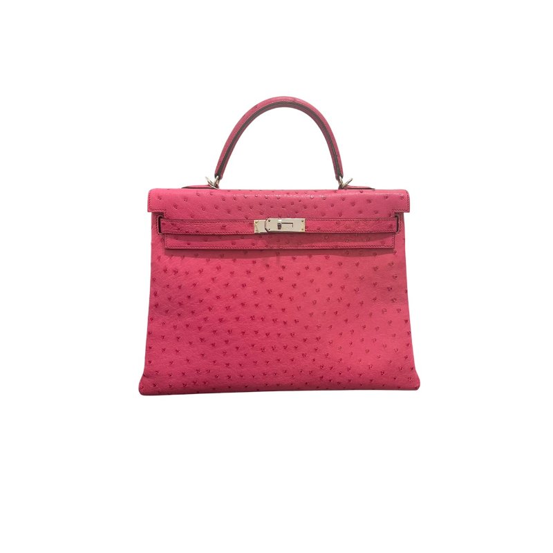 【美收精品】HERMES Kelly35 鴕鳥皮手提包 5-454-0