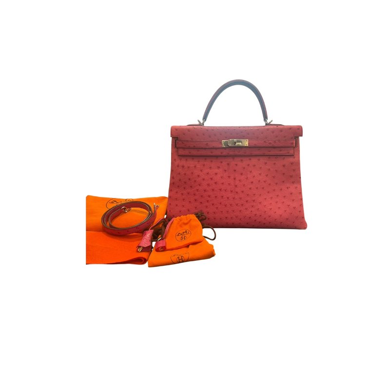 【美收精品】HERMES Kelly35 鴕鳥皮手提包 5-454-1
