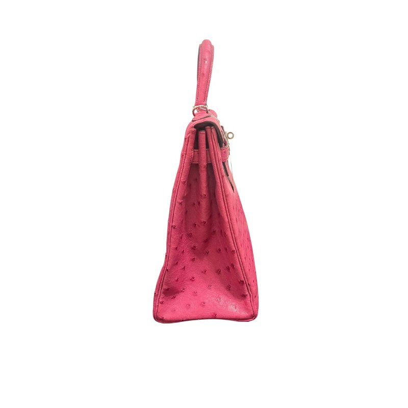 【美收精品】HERMES Kelly35 鴕鳥皮手提包 5-454-4