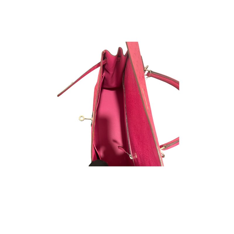 【美收精品】HERMES Kelly35 鴕鳥皮手提包 5-454-13