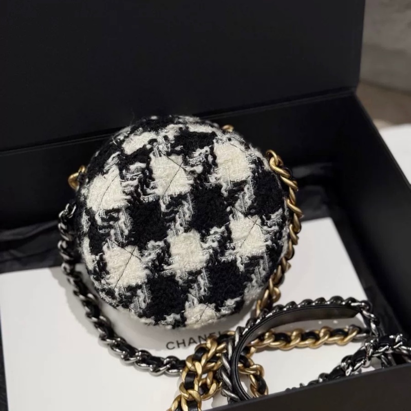 Chanel 千鸟格圆饼子母包链条单肩斜挎包-1