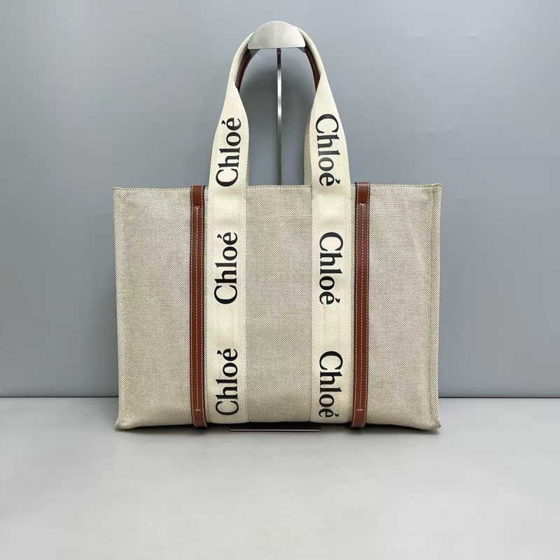 Chloe Logo Woody帆布袋 大號-0