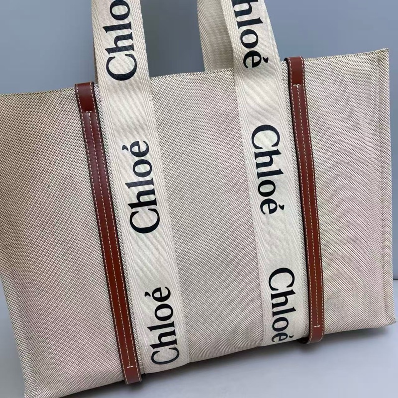 Chloe Logo Woody帆布袋 大號-7
