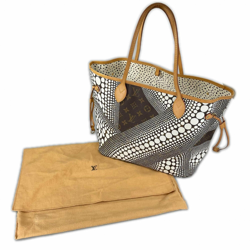 路易威登 Neverfull MM M40684 手提包,Damier Azur 帆布,白色,女士,草間彌生聯名款-15