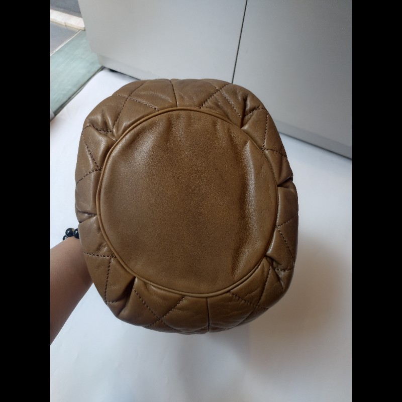 Chanel 泥土色皮革單把肩側包 hobo-6