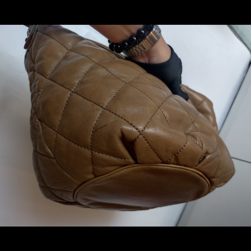 Chanel 泥土色皮革單把肩側包 hobo-8