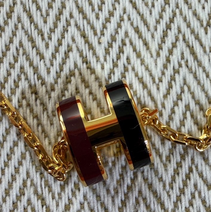Hermes|POP H mini黑咖拼色項鍊-1