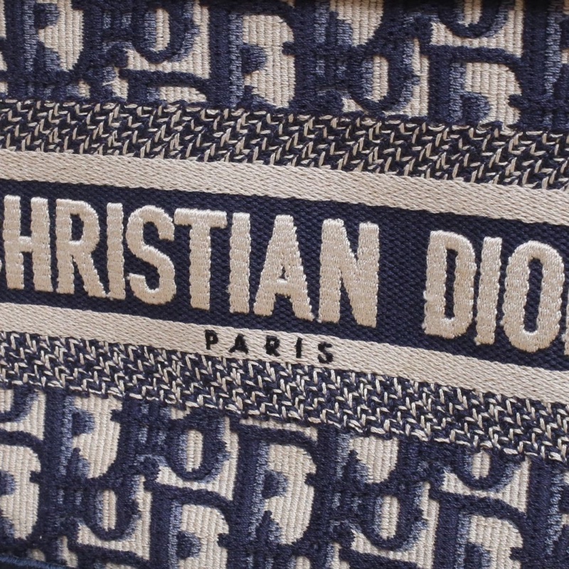 DIOR BookTote迷你墨藍色帆布印花字母刺繡手提包-3