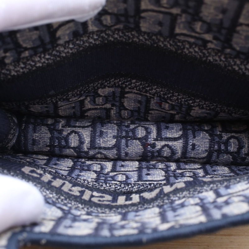 DIOR BookTote迷你墨藍色帆布印花字母刺繡手提包-5