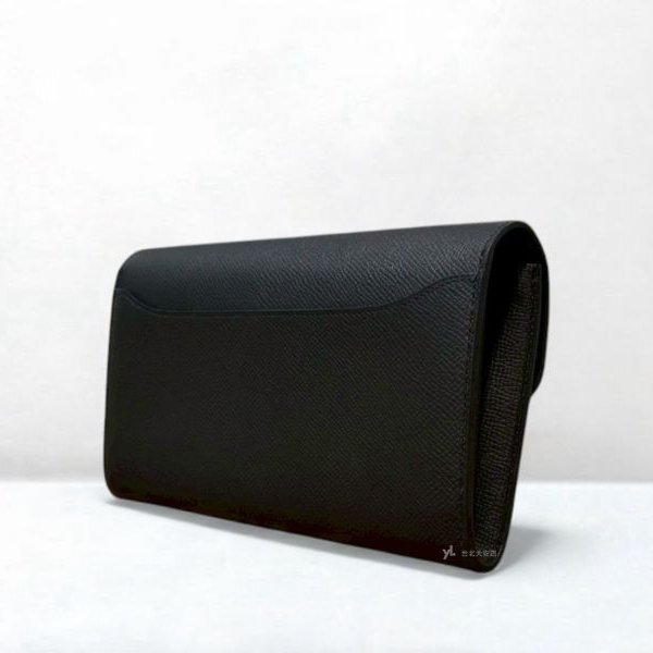 A12902-HERMES Constance Long Wallet黑色Epsom金釦康康長夾-4