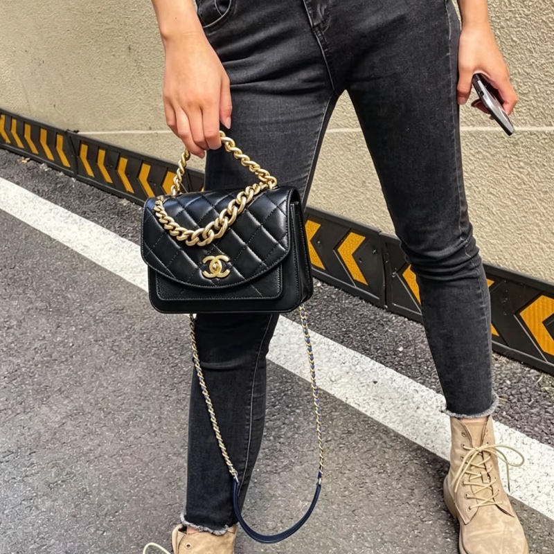CHAEL香奈兒黑金孟買風琴郵差口蓋包小號🧘🏼♀️-9