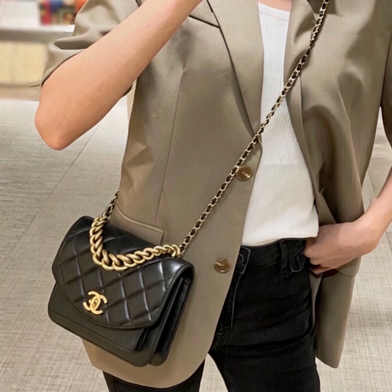 CHAEL香奈兒黑金孟買風琴郵差口蓋包小號🧘🏼♀️-25