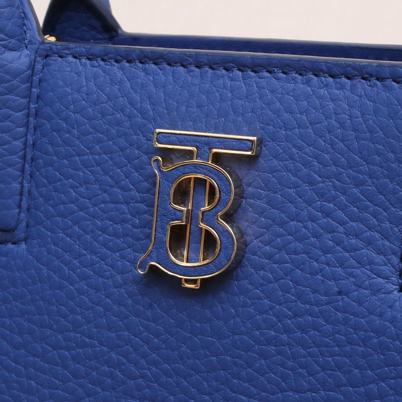 Burberry 藍色牛皮金扣TB標識Frances小號手提包-4