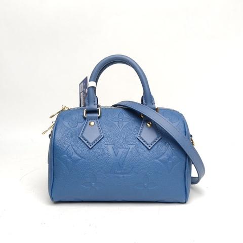 LOUIS VUITTON Speedy20可拆卸肩帶藍色牛皮晶片肩背包
