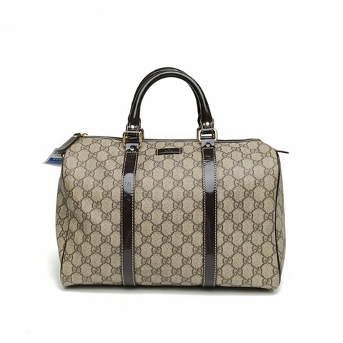 GUCCI 老花PVC金扣波士頓手提包