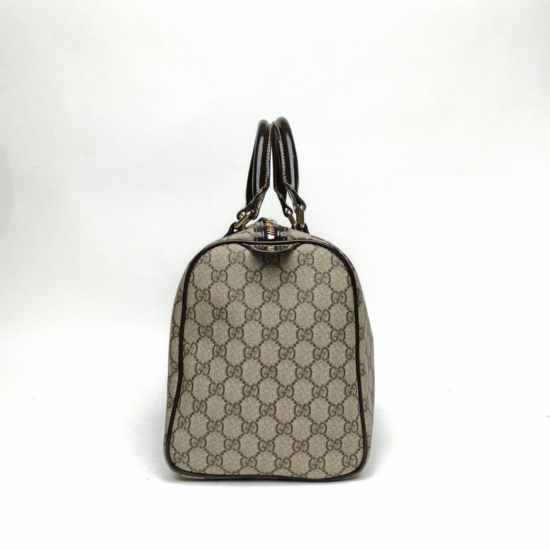 GUCCI 老花PVC金扣波士頓手提包-1