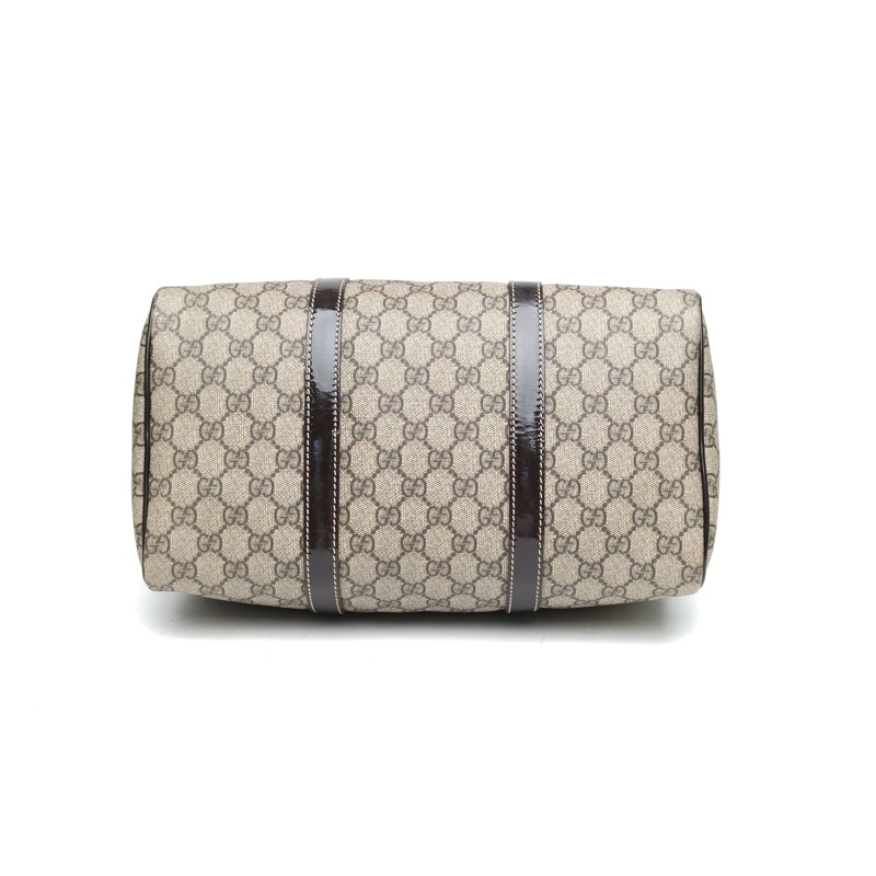 GUCCI 老花PVC金扣波士頓手提包-3