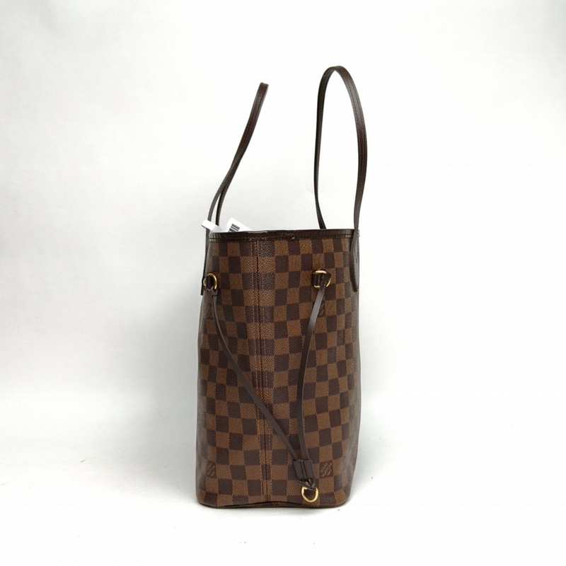 LOUIS VUITTON Neverfull中號無子袋棕色棋盤格PVC金扣肩背包-1