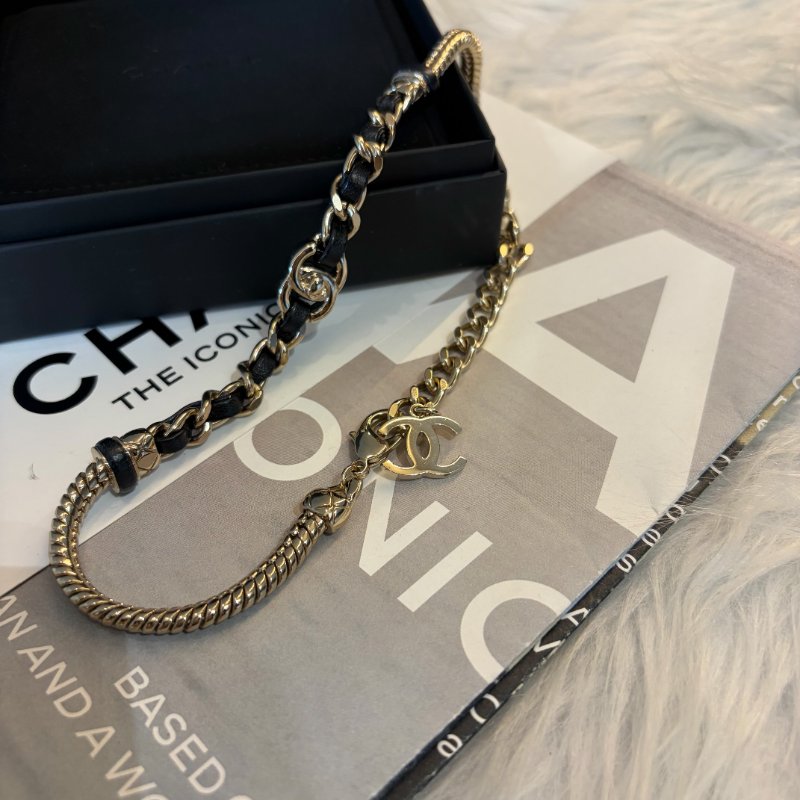 CHANEL 皮穿鏈造型項鍊-0