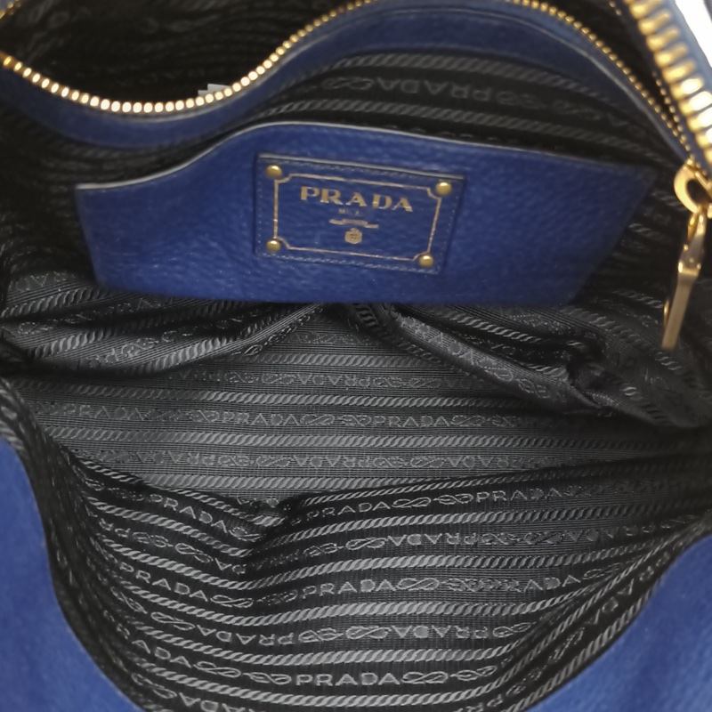 PRADA 藍色牛皮斜挎包-5