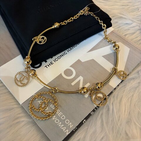 CHANEL 造型粗鏈項鍊 金色